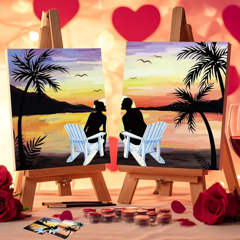 Valentine's Day Painting Canvas Set for Couples (8x10)