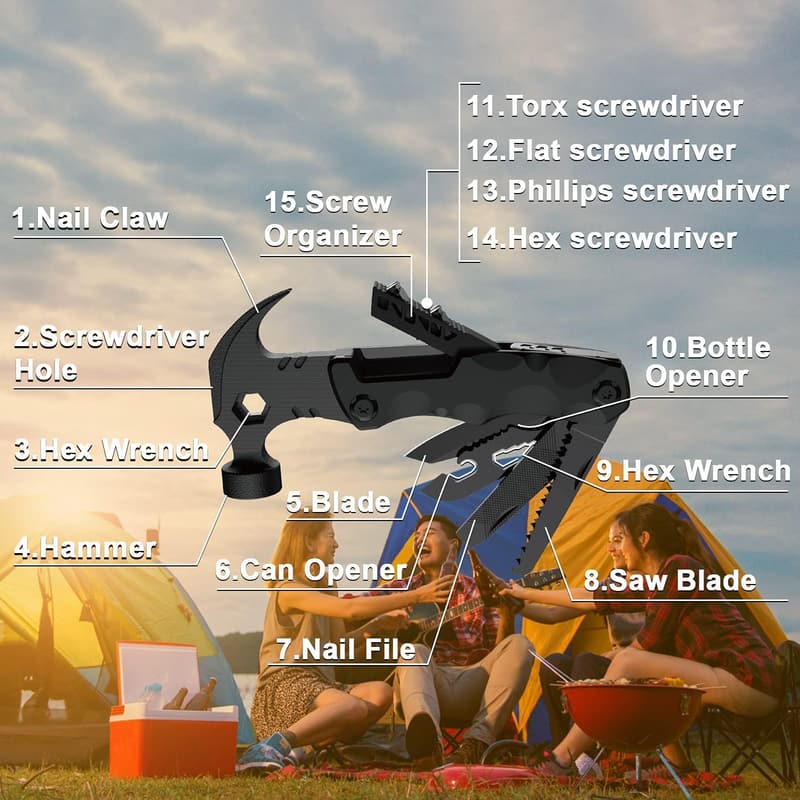 Christmas Gifts for Men: WESTLEY 15-in-1 Multitool with Lock Function