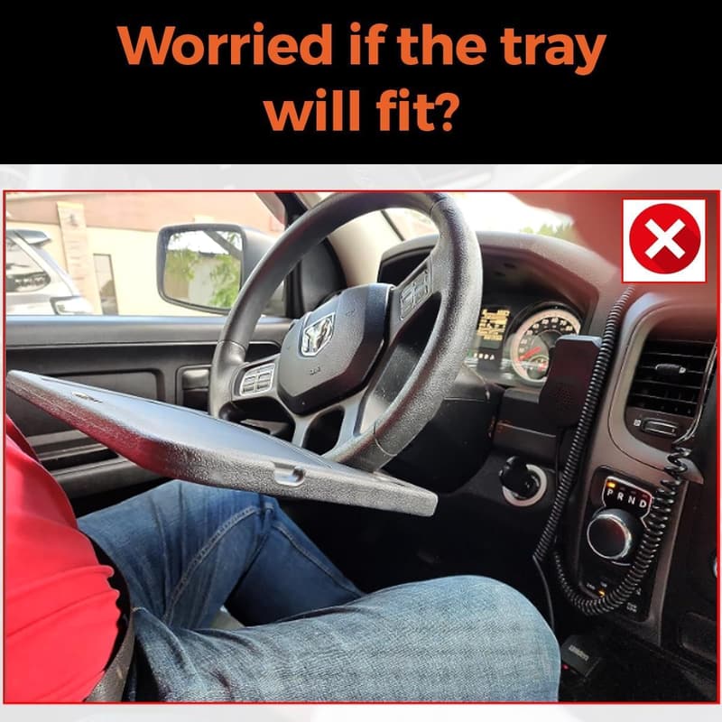 Car Steering Wheel Desk Tray - Adjustable 2-in-1 Laptop & Food Tray