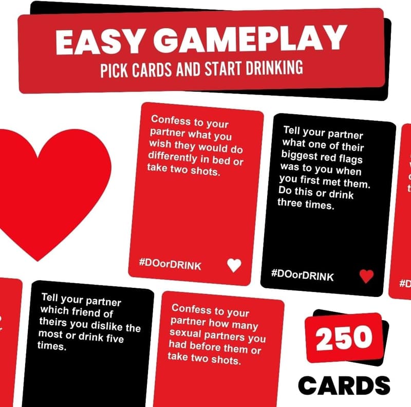 Date Night Couples Drinking Card Game - 250 Fun Challenge Cards