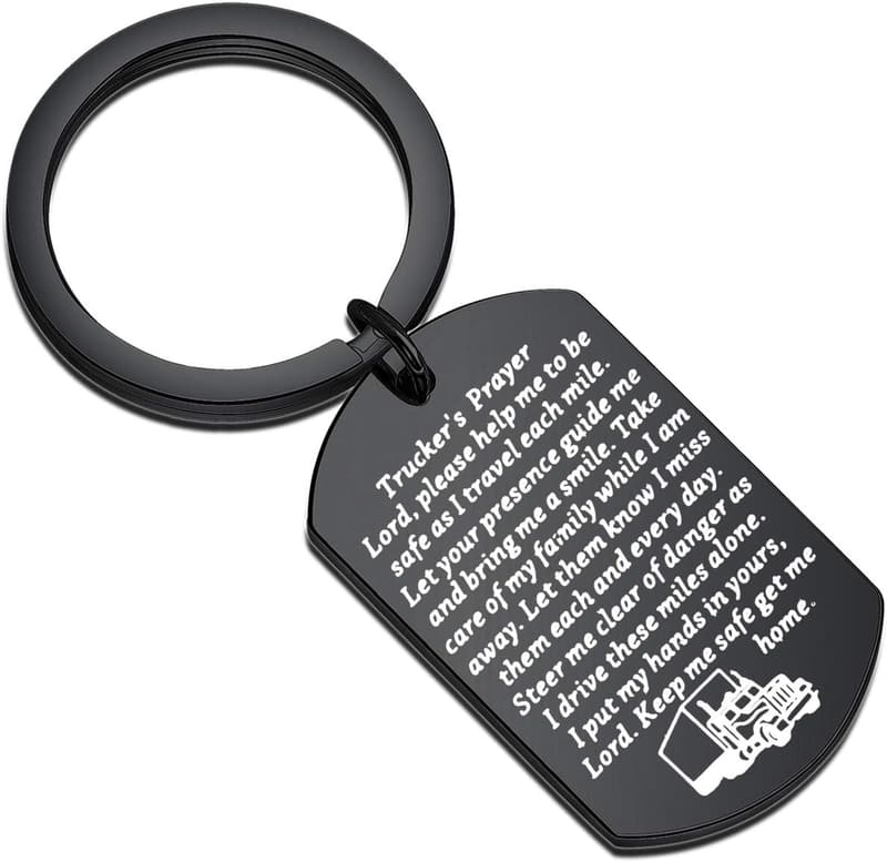 Trucker's Prayer Keychain Gift for Truck Drivers