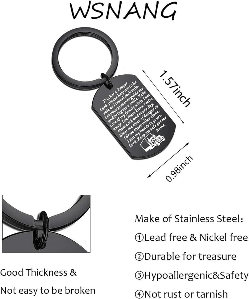 Trucker's Prayer Keychain Gift for Truck Drivers