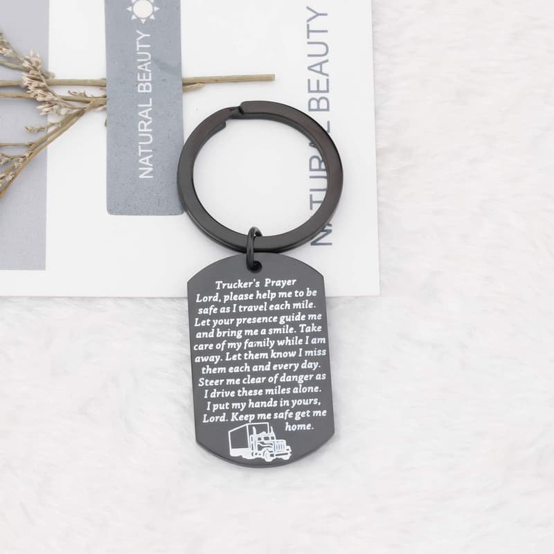 Trucker's Prayer Keychain Gift for Truck Drivers