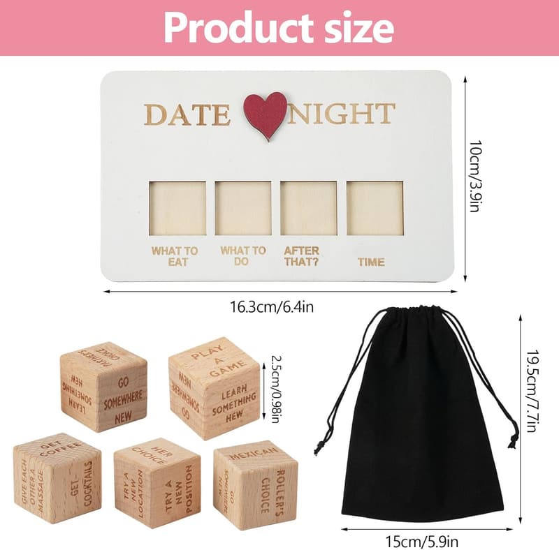 Date Night Decision Dice for Couples - Fun Wooden Gift