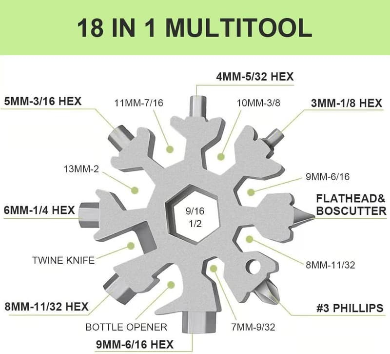 Snowflake Multi Tool Set – 18-in-1 Stainless Steel Gadgets for Men