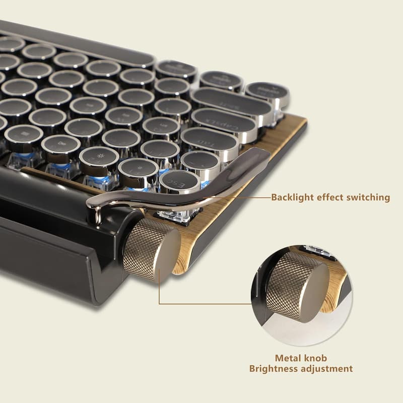 Retro Mechanical Bluetooth Keyboard with LED Backlight