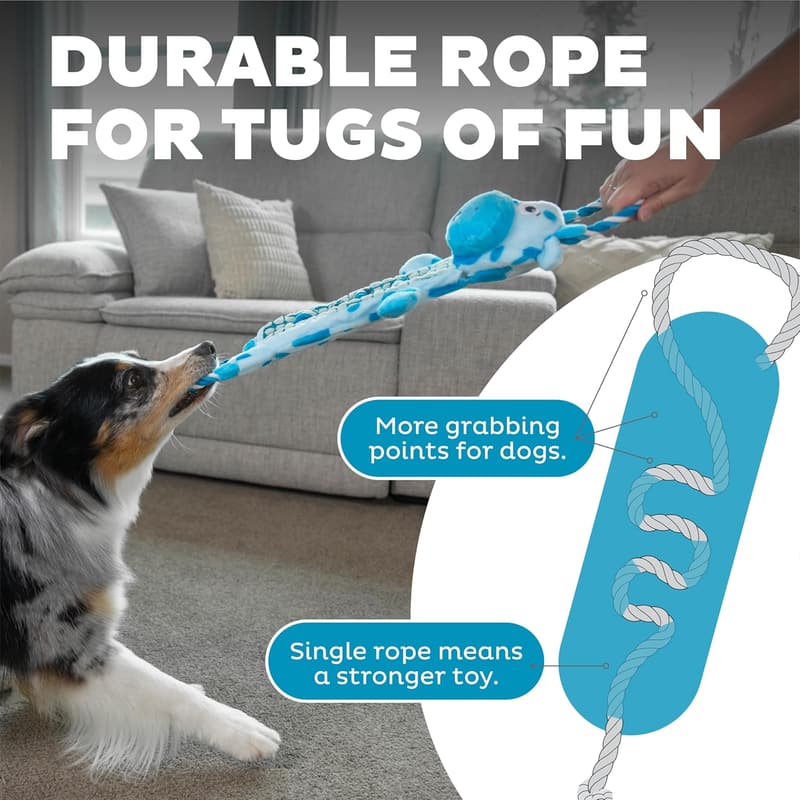 Interactive Squeaky Tug Toy for Dogs - Blue Cow Design