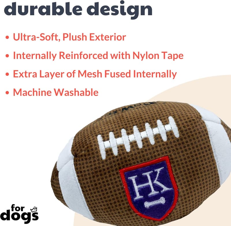 Huxley & Kent Large Plush Football Dog Toy with Squeaker