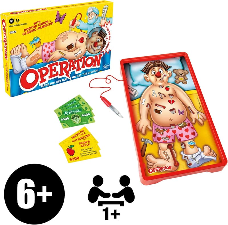 Operation Electronic Board Game for Kids Ages 6+, Fun Doctor Ailments