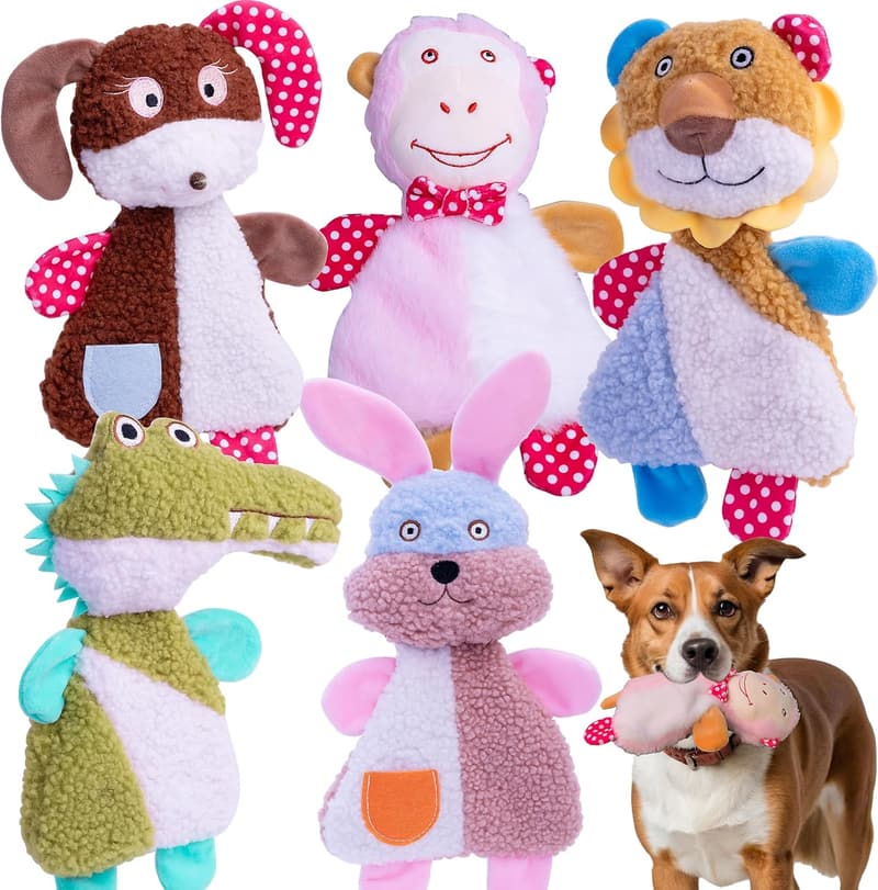 Dog Squeaky Toy Set - Multipack Stuffed Crinkle Toys for All Breeds