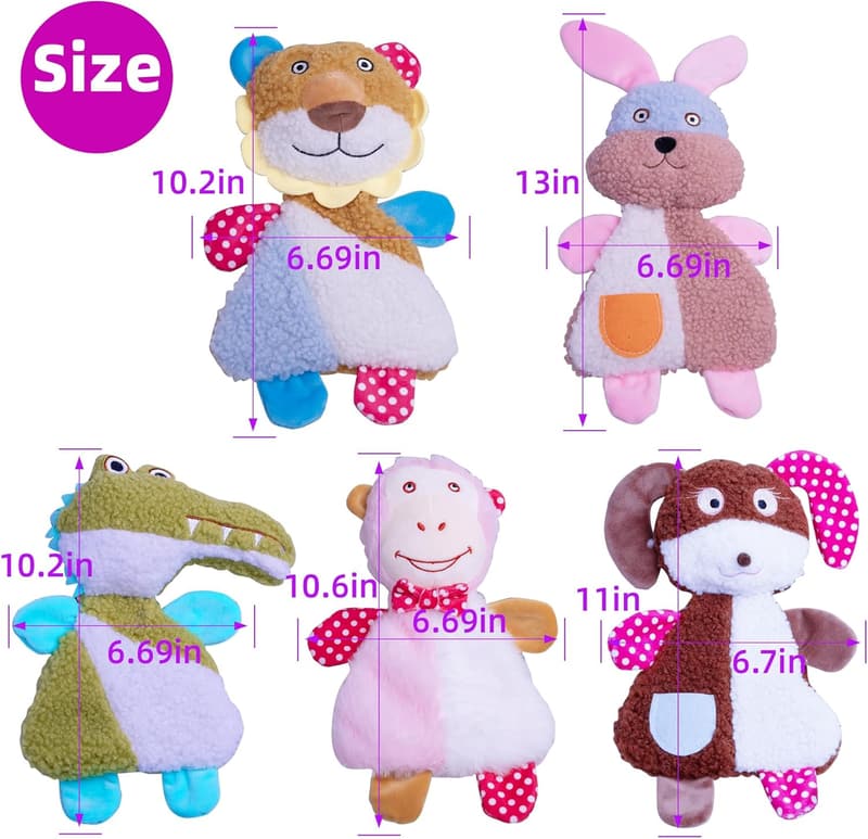 Dog Squeaky Toy Set - Multipack Stuffed Crinkle Toys for All Breeds
