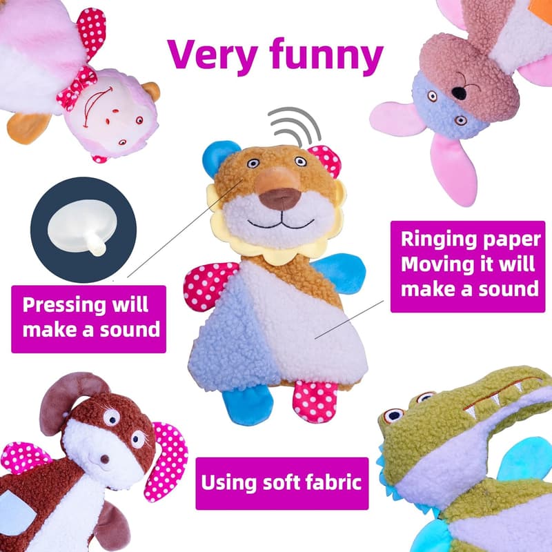 Dog Squeaky Toy Set - Multipack Stuffed Crinkle Toys for All Breeds