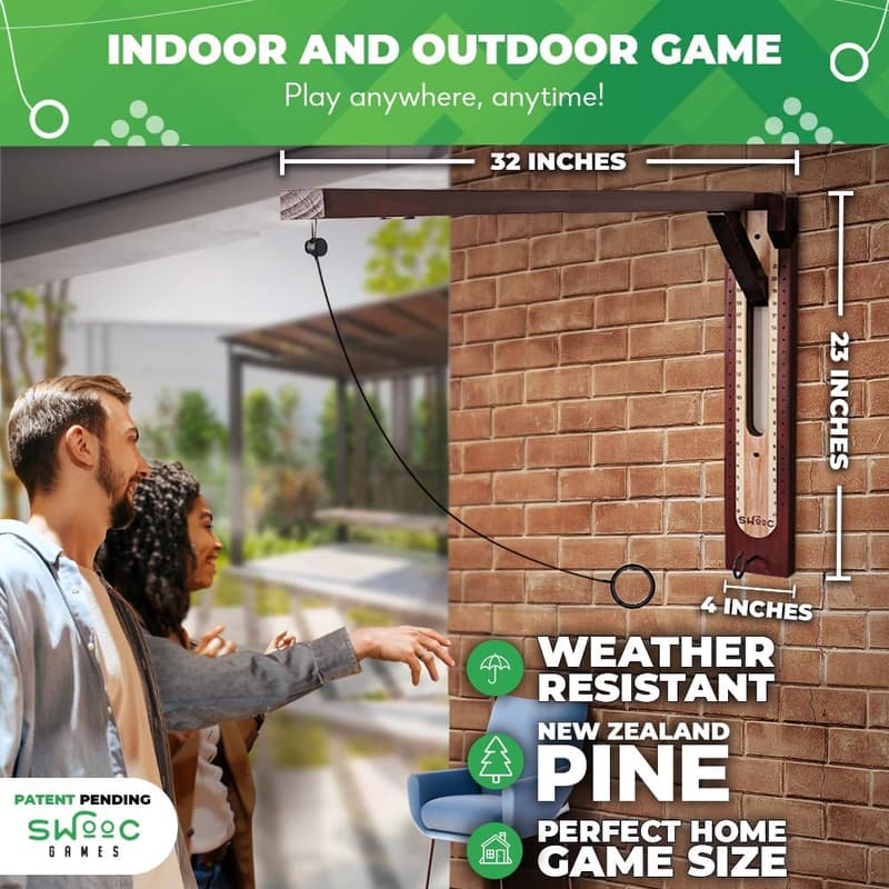 Hideaway Hook and Ring Game - Weather Resistant Wall Toss Game