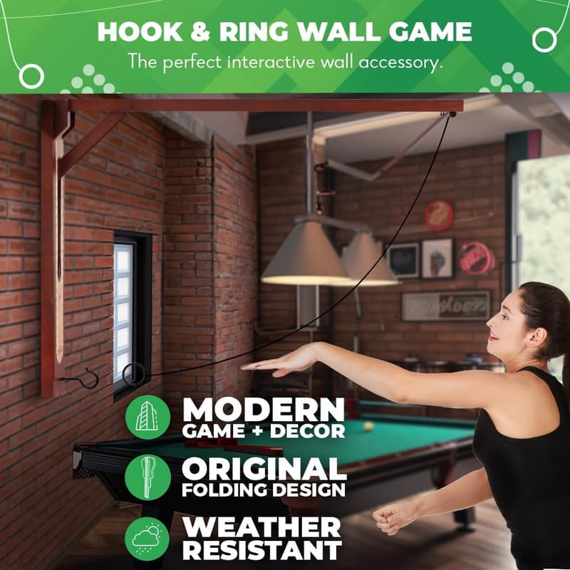 Hideaway Hook and Ring Game - Weather Resistant Wall Toss Game