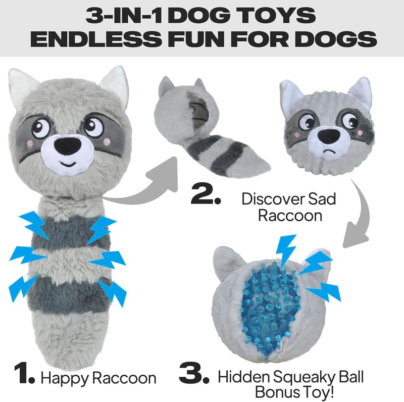 Interactive 3-in-1 Dog Toys for Aggressive Chewers