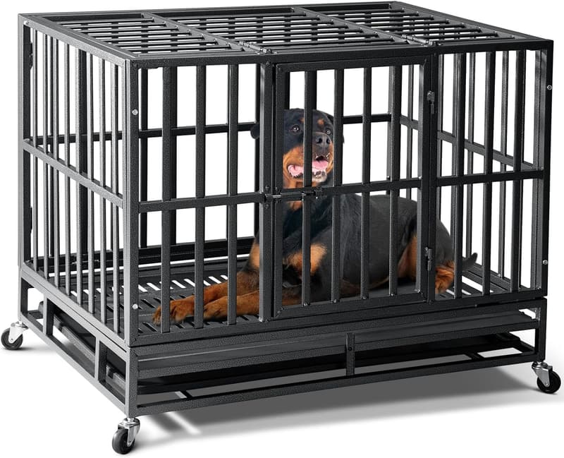 Indestructible Heavy-Duty Dog Crate with Reinforced Baseplate