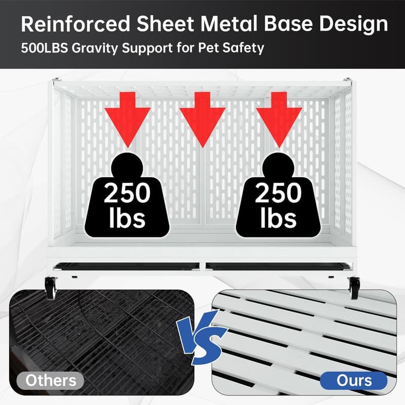 Heavy-Duty Folding Dog Crate with Wheels for Large Dogs