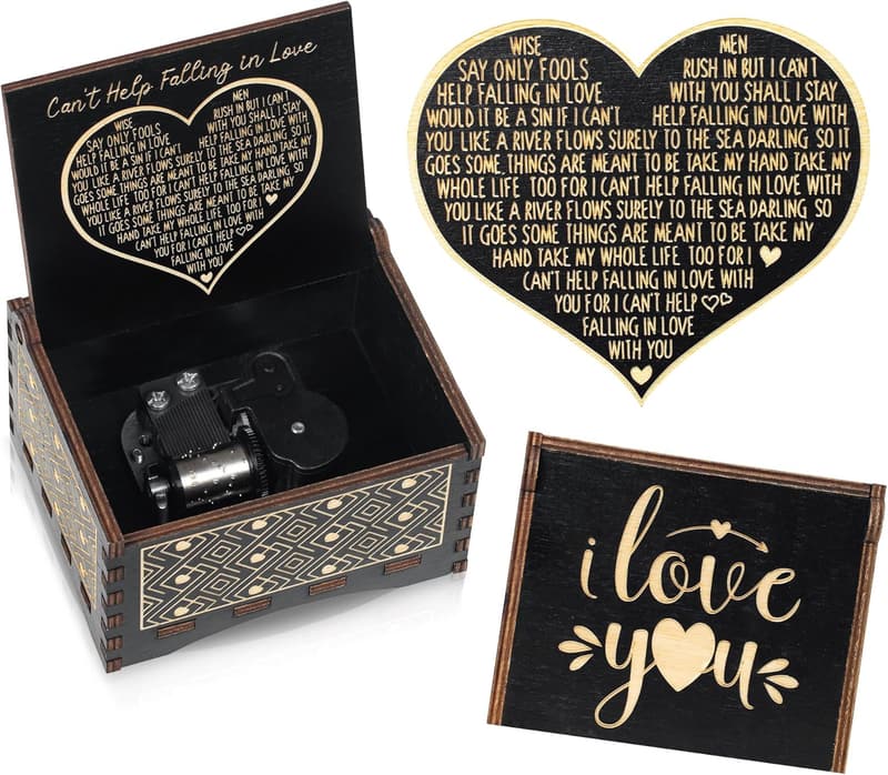 1-Year Anniversary Wooden Music Box for Couples