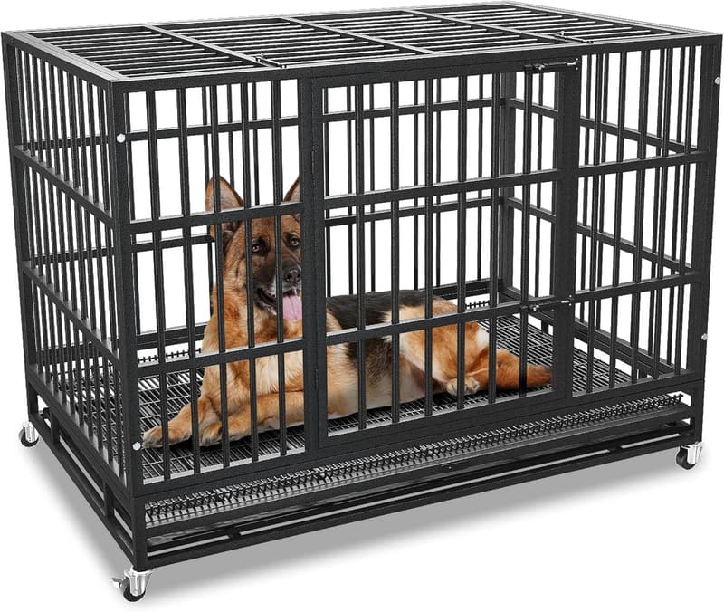 Heavy-Duty Escape-Proof Dog Crate with Wheels - Extra Large