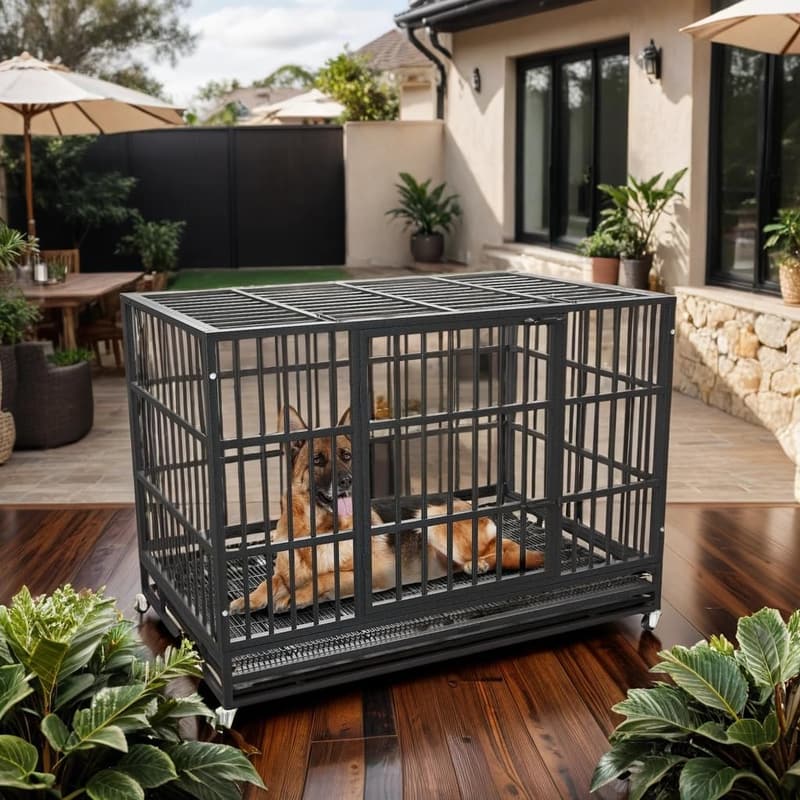 Heavy-Duty Escape-Proof Dog Crate with Wheels - Extra Large