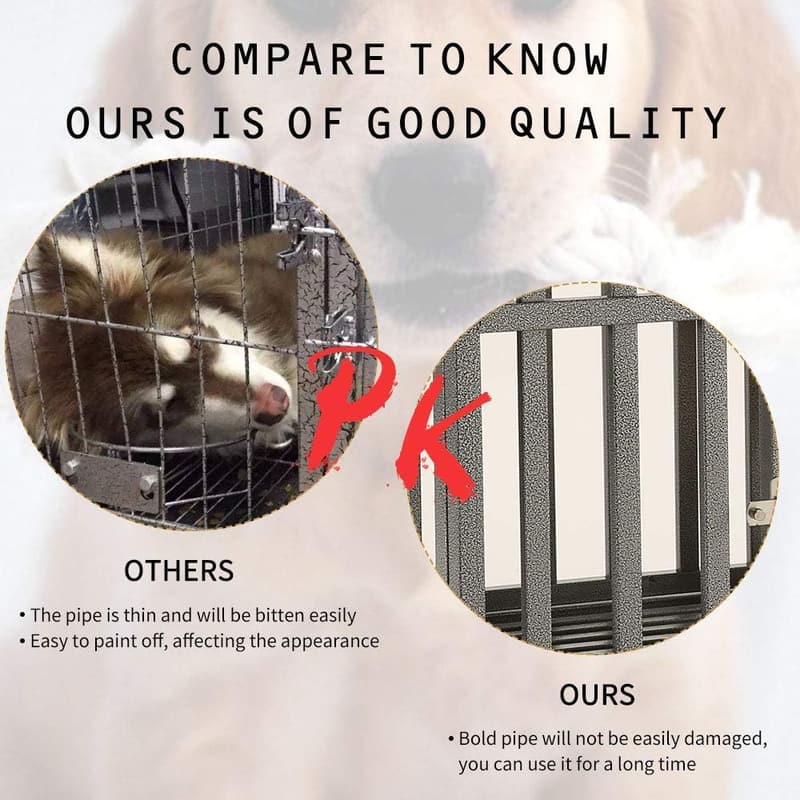 Heavy-Duty Metal Dog Crate for Large Dogs with Lockable Wheels