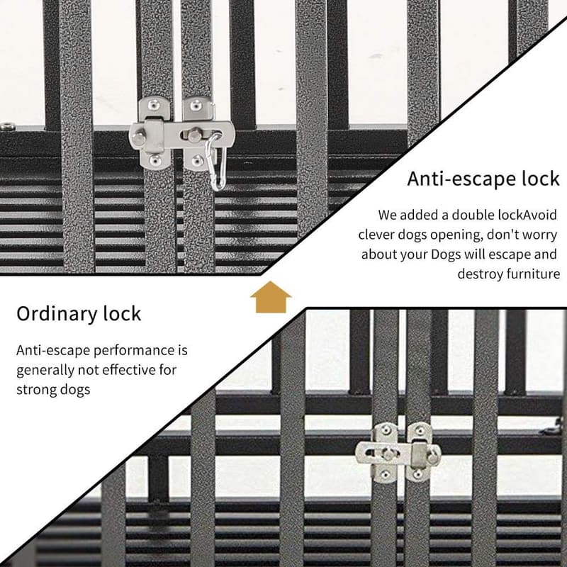 Heavy-Duty Metal Dog Crate for Large Dogs with Lockable Wheels