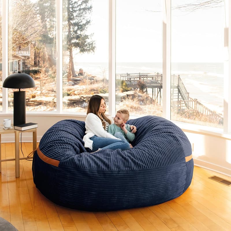Midnight Blue XXL Foam-Filled Bean Bag Chair