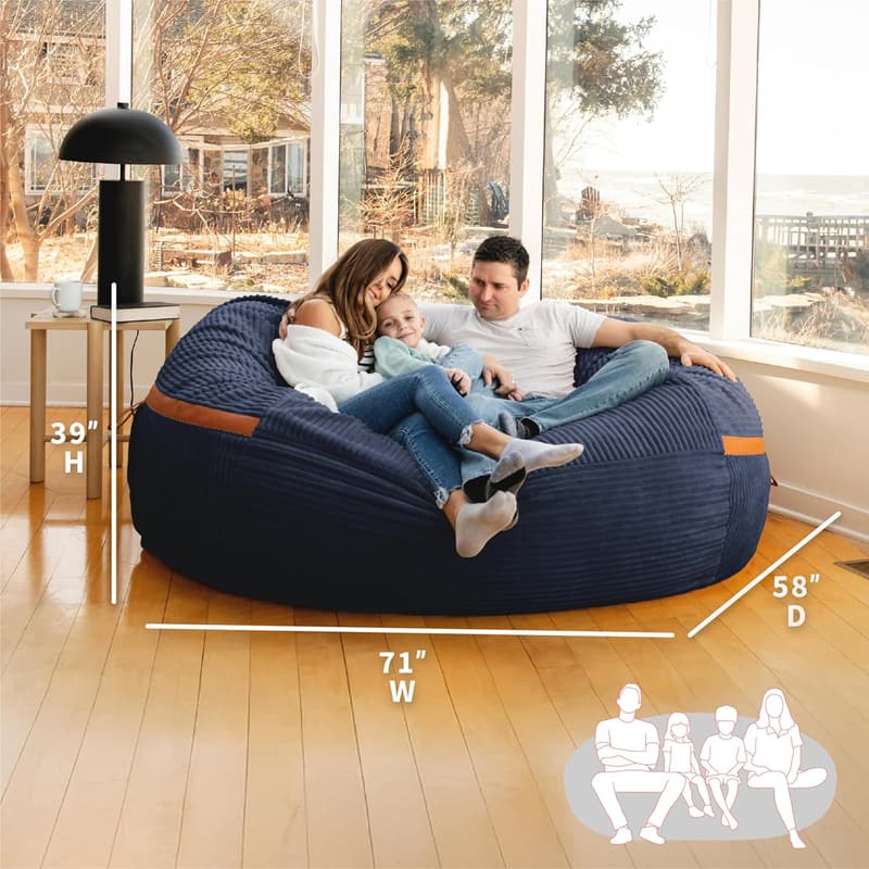 Midnight Blue XXL Foam-Filled Bean Bag Chair