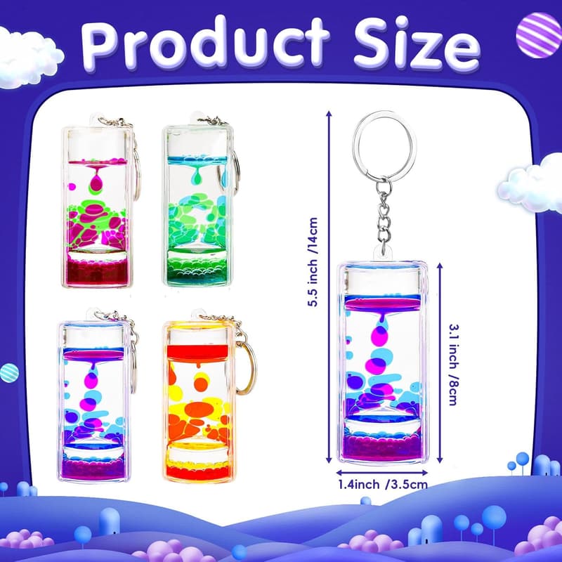 Colorful Liquid Timer Keychain Set - Motion Hourglass