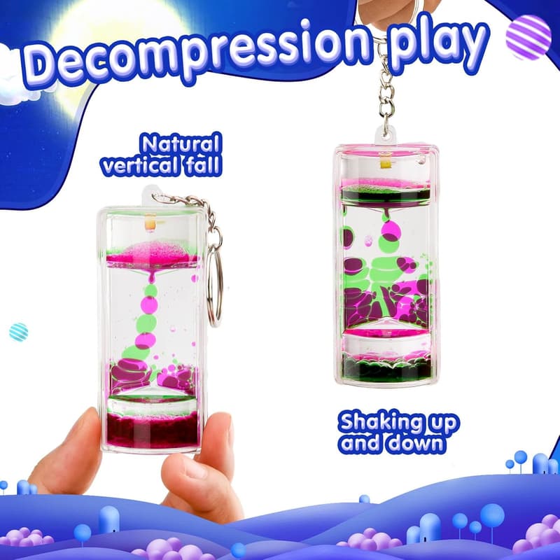 Colorful Liquid Timer Keychain Set - Motion Hourglass