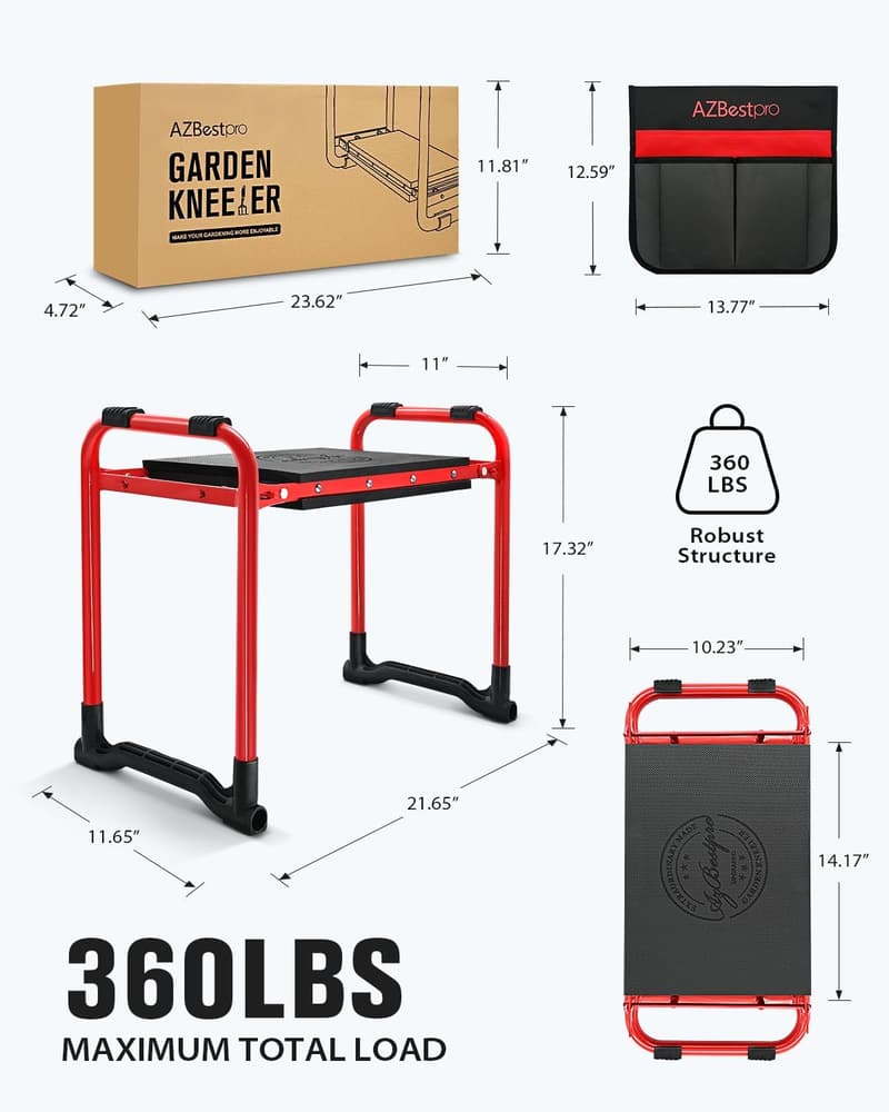 Garden Kneeler & Seat with Tool Bags - Upgraded, Heavy-Duty
