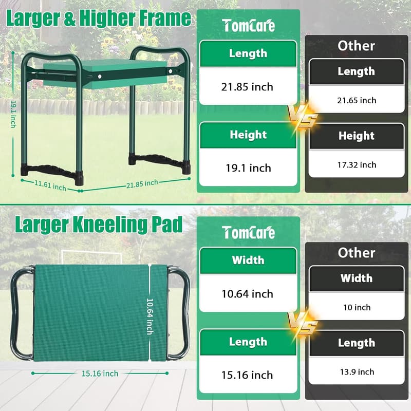 Garden Kneeler and Seat with Tool Pouches - Heavy Duty Gardening Gift