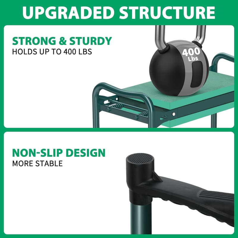 Garden Kneeler and Seat with Tool Pouches - Heavy Duty Gardening Gift