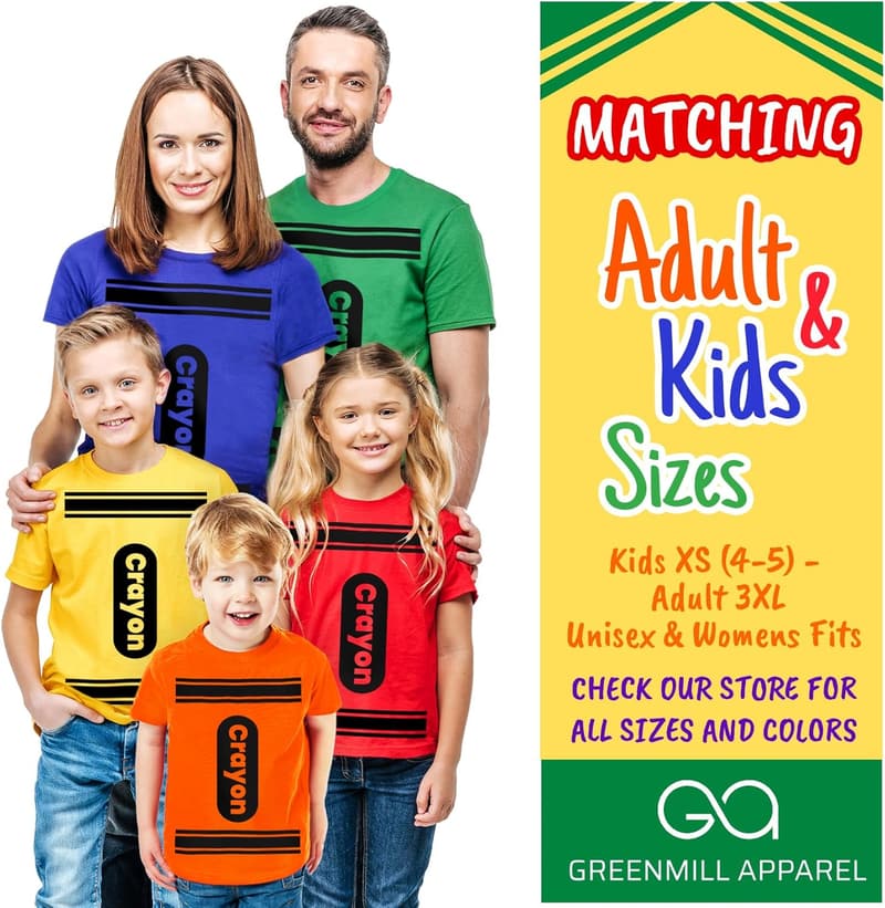 Halloween Crayon T-Shirt Costume for Kids, Unisex XS-XL