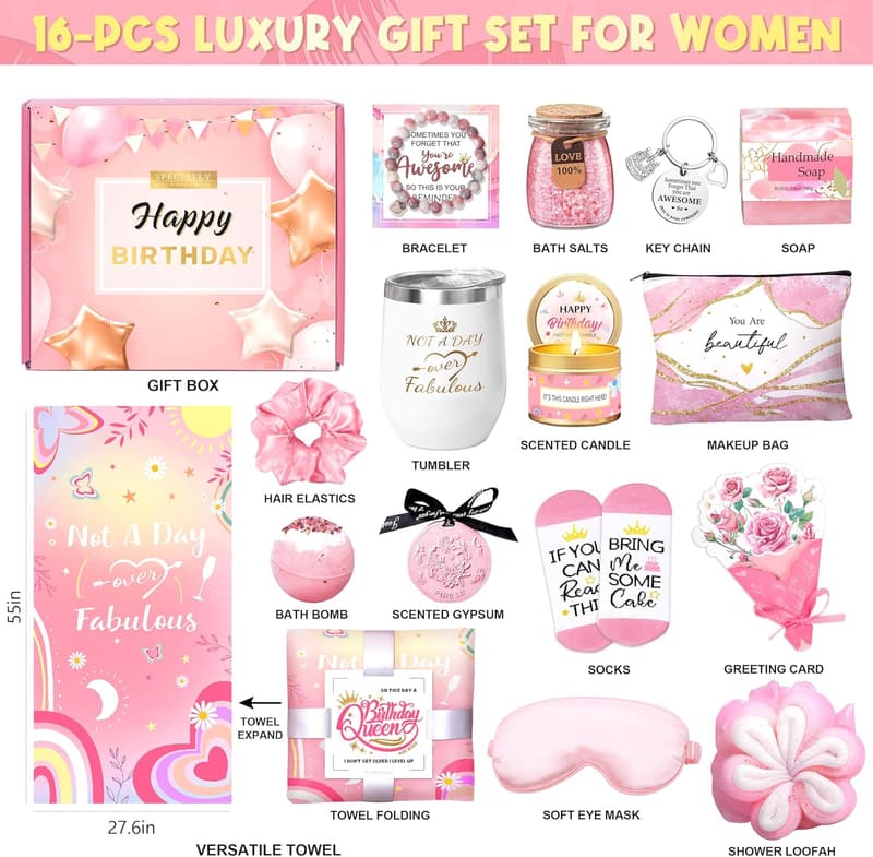 Birthday Spa Gift Basket for Women - Relaxing Self-Care Set