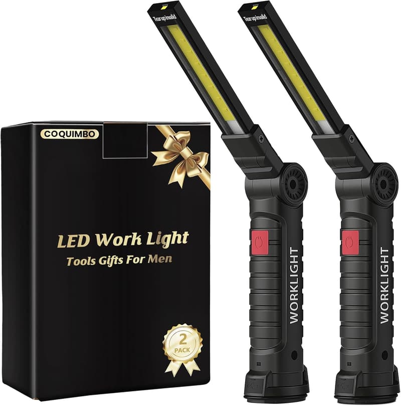 Father's Day Rechargeable LED Work Light Set for Dads (2 Pack)
