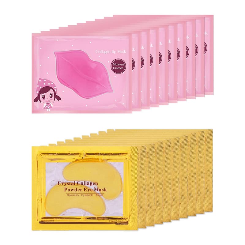 24K Power Crystal Gel Lip & Eye Mask – 20 Pairs Anti-Aging Treatment