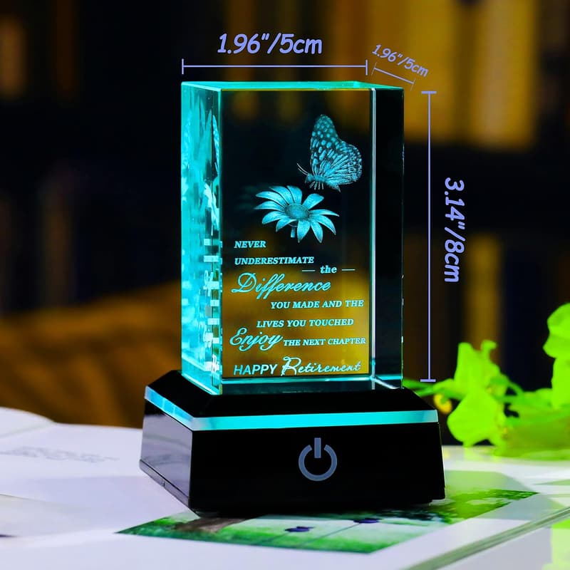 Retirement 3D Crystal Gift for Coworkers and Friends 2025