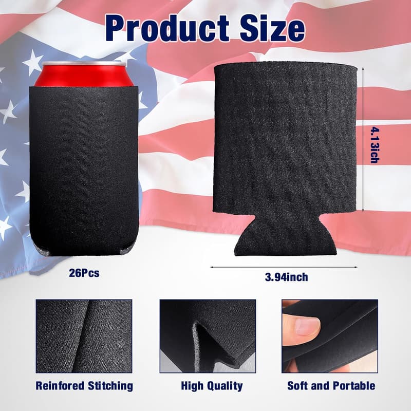 26Pcs Black Insulated Can Cooler Sleeves for Parties