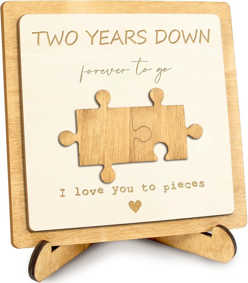 2nd Anniversary Rustic Wooden Keepsake Plaque for Couples