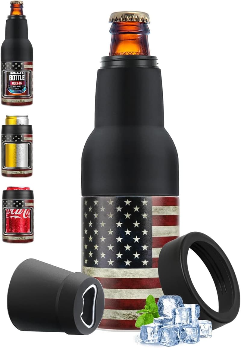 Insulated 12oz Can Cooler & Bottle Holder Gift for Men