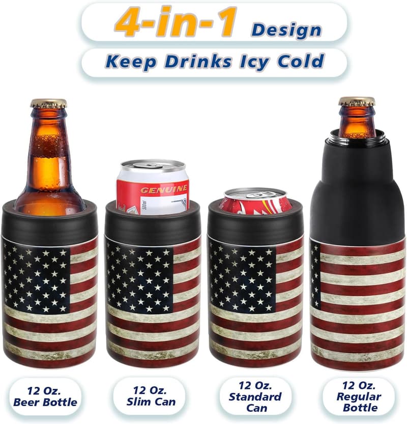 Insulated 12oz Can Cooler & Bottle Holder Gift for Men