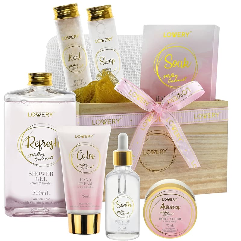 Spa Gift Basket - Coconut Scent, Vitamin E & Shea Butter Essentials
