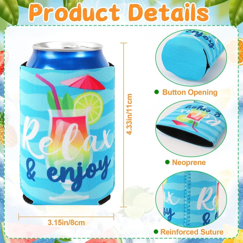 Funny Can Cooler Sleeves - 18 Pack for Beach Parties