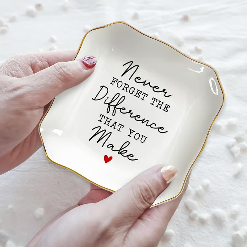 Teacher Appreciation Ceramic Jewelry Dish - Retirement Gift for Women
