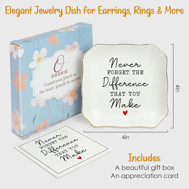 Teacher Appreciation Ceramic Jewelry Dish - Retirement Gift for Women