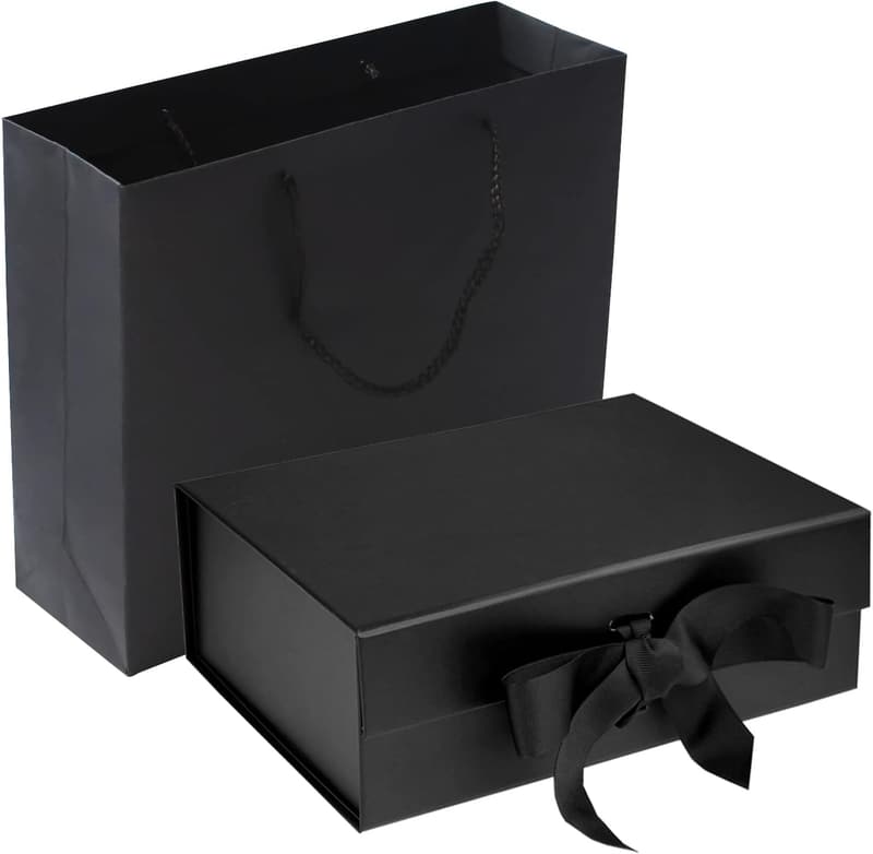 Luxury Magnetic Gift Box with Lid & Ribbons for Men
