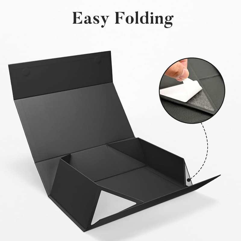 Large Black Gift Box with Lid & Ribbon for Men, 14