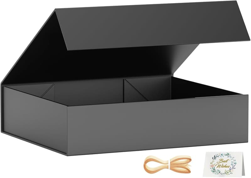 Black Gift Box with Magnetic Closure for Clothing Gifts