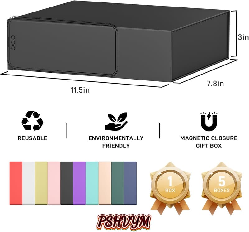 Black Gift Box with Magnetic Closure for Clothing Gifts